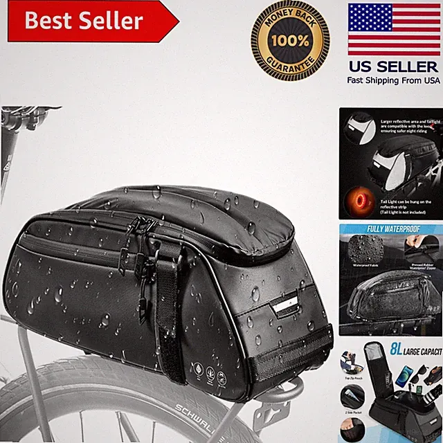 Versatile 8L Waterproof Bike Saddle Bag: Reflective Safety Pannier with Strap